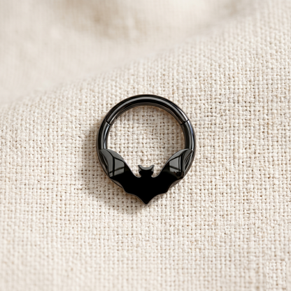 Surgical Steel Bat Silhouette Hinged Hoop 16G