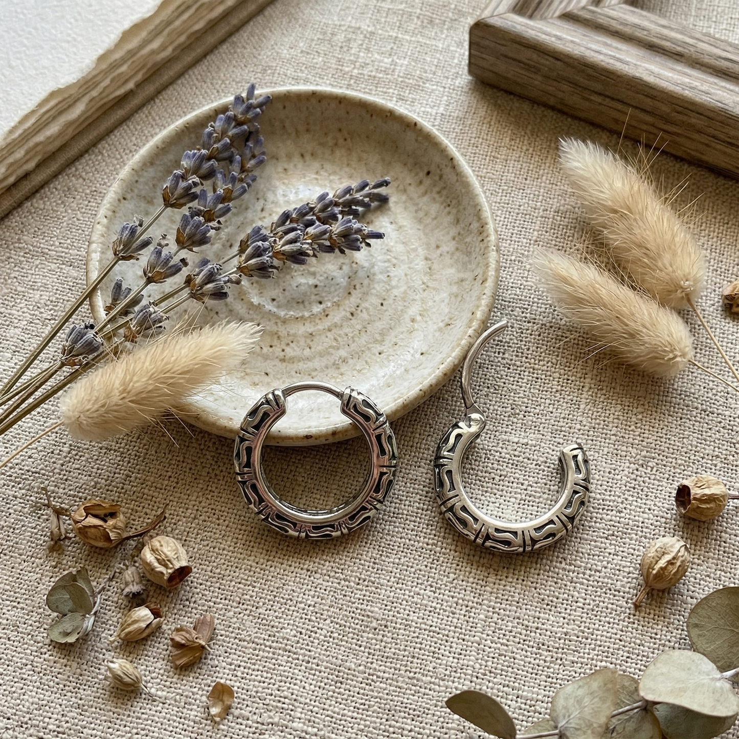 Surgical Steel Tribal Hoop Earrings 18G