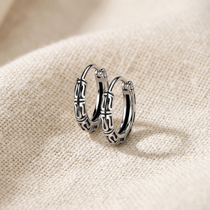 Surgical Steel Tribal Hoop Earrings 18G