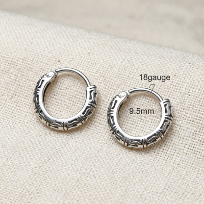 Surgical Steel Tribal Hoop Earrings 18G