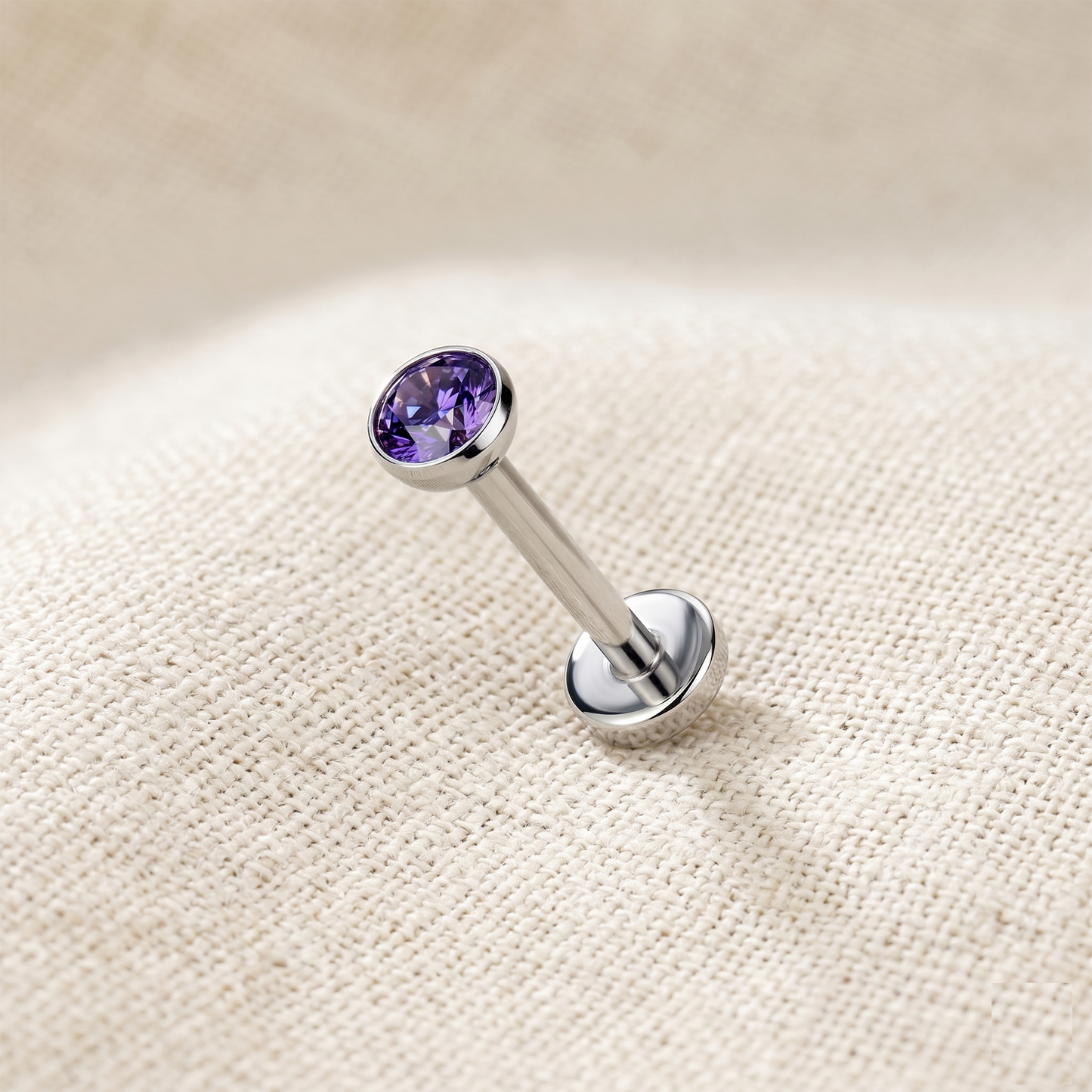 Titanium Vitrail Medium CZ Bezel Threadless Stud 16G 18G 20G