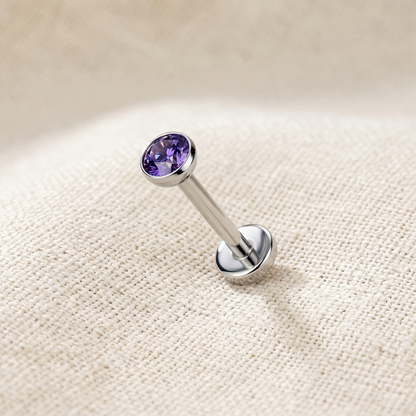 Titanium Vitrail Medium CZ Bezel Threadless Stud 16G 18G 20G