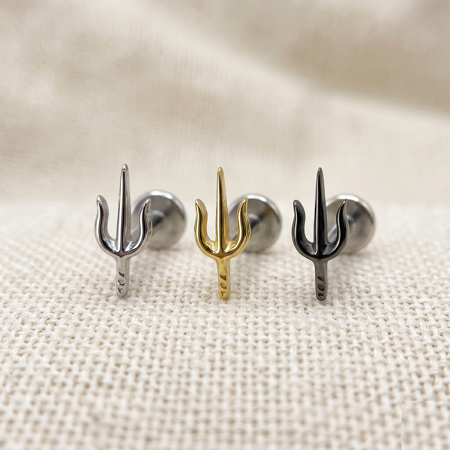 Titanium Trident Threadless Stud