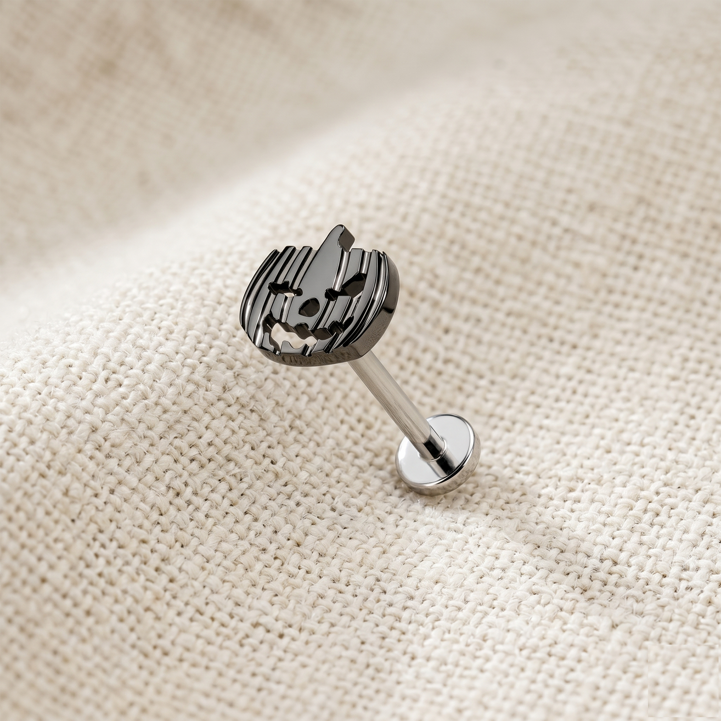 Titanium Jack O Lantern Threadless Stud