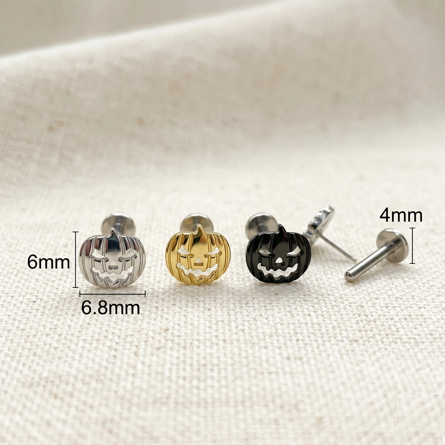 Titanium Jack O Lantern Threadless Stud