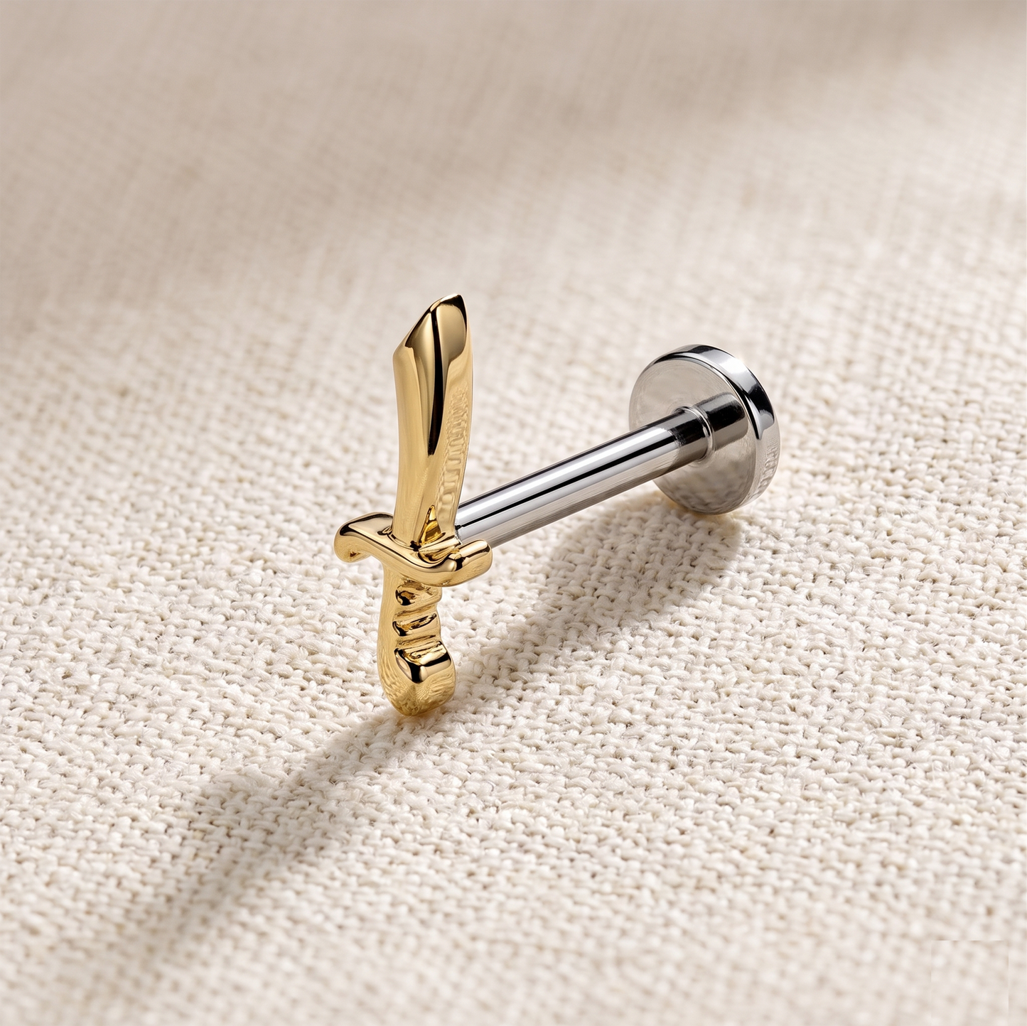 Titanium Pirate Sword Threadless Stud
