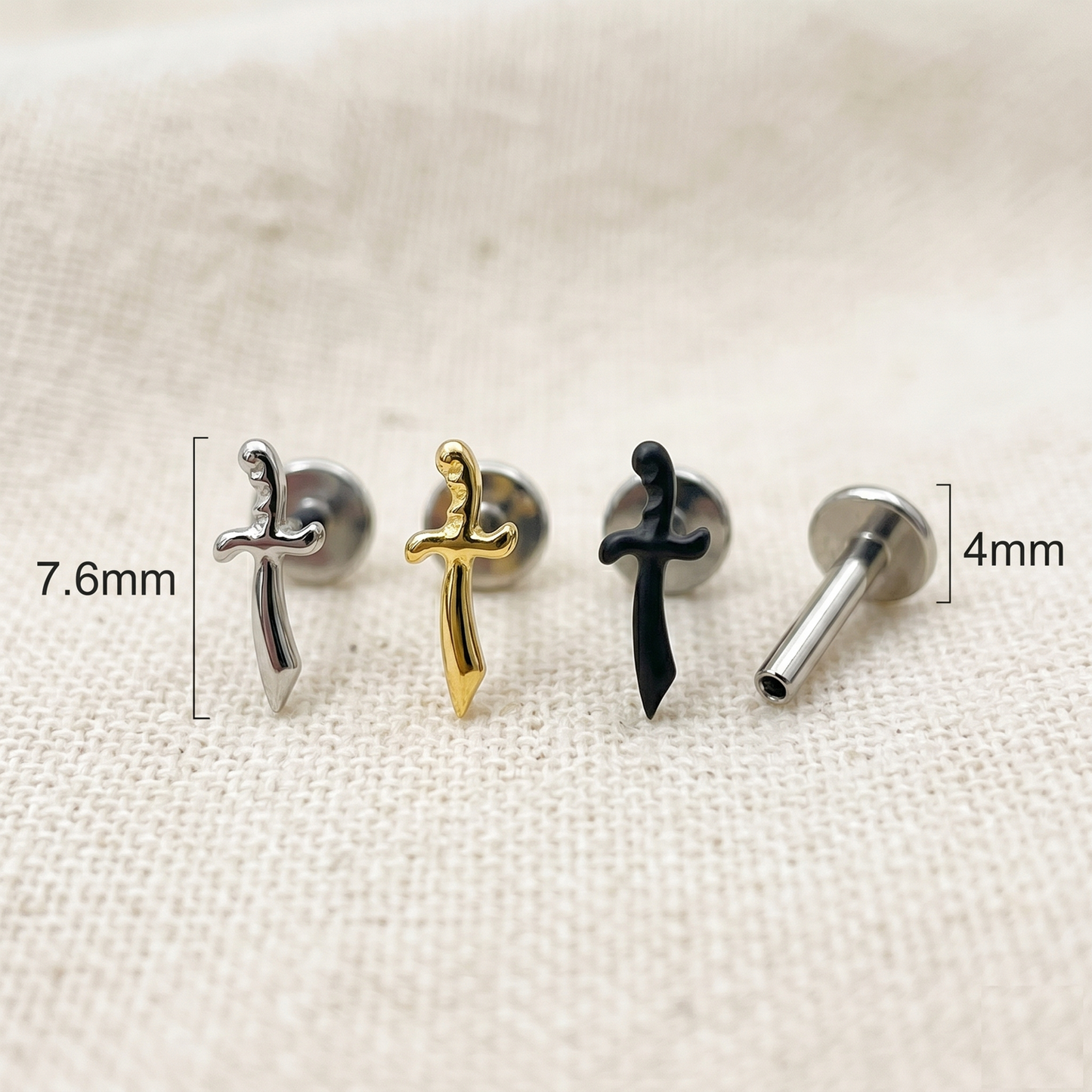 Titanium Pirate Sword Threadless Stud