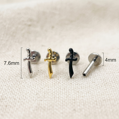 Titanium Pirate Sword Threadless Stud
