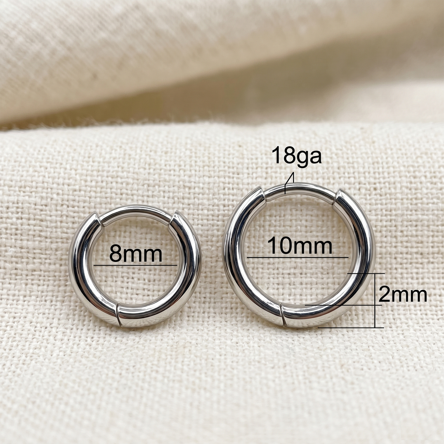Titanium Plain Huggie Hoop Earrings