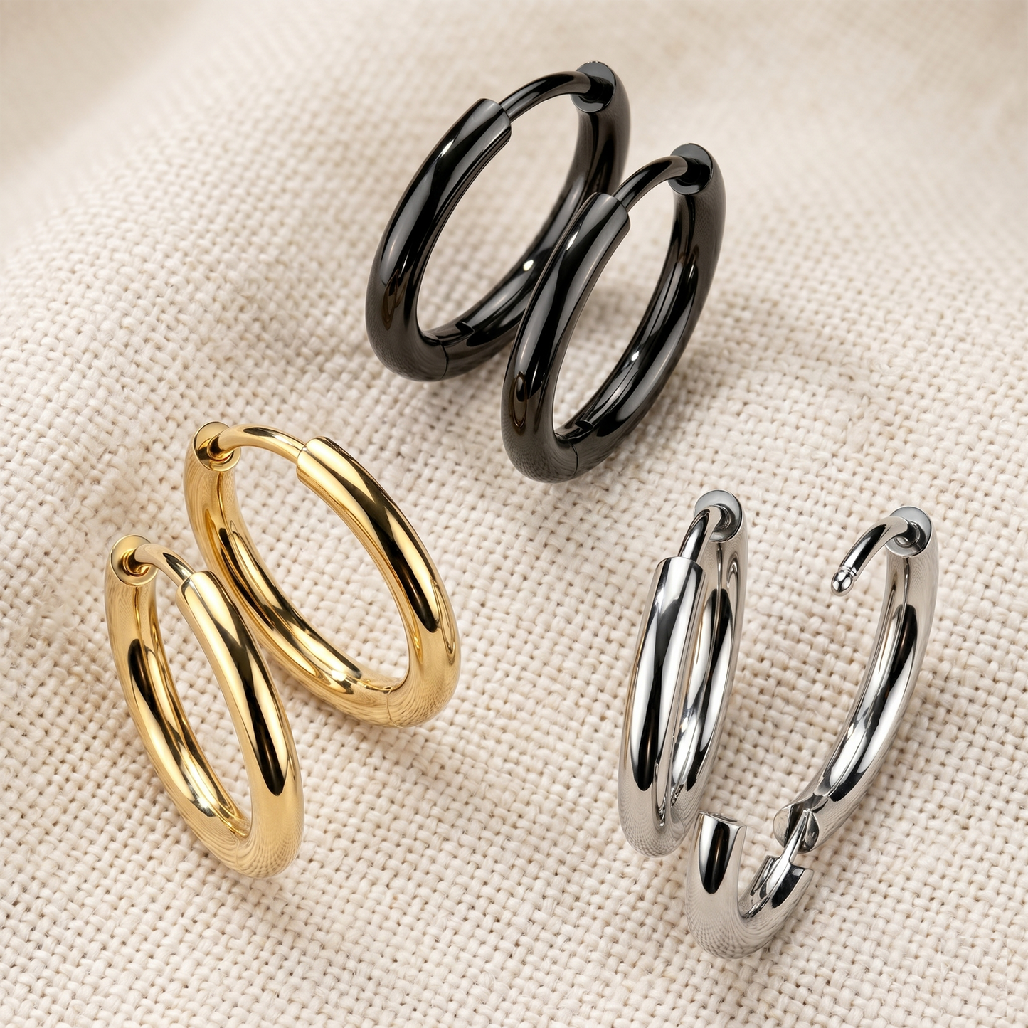Titanium Plain Huggie Hoop Earrings