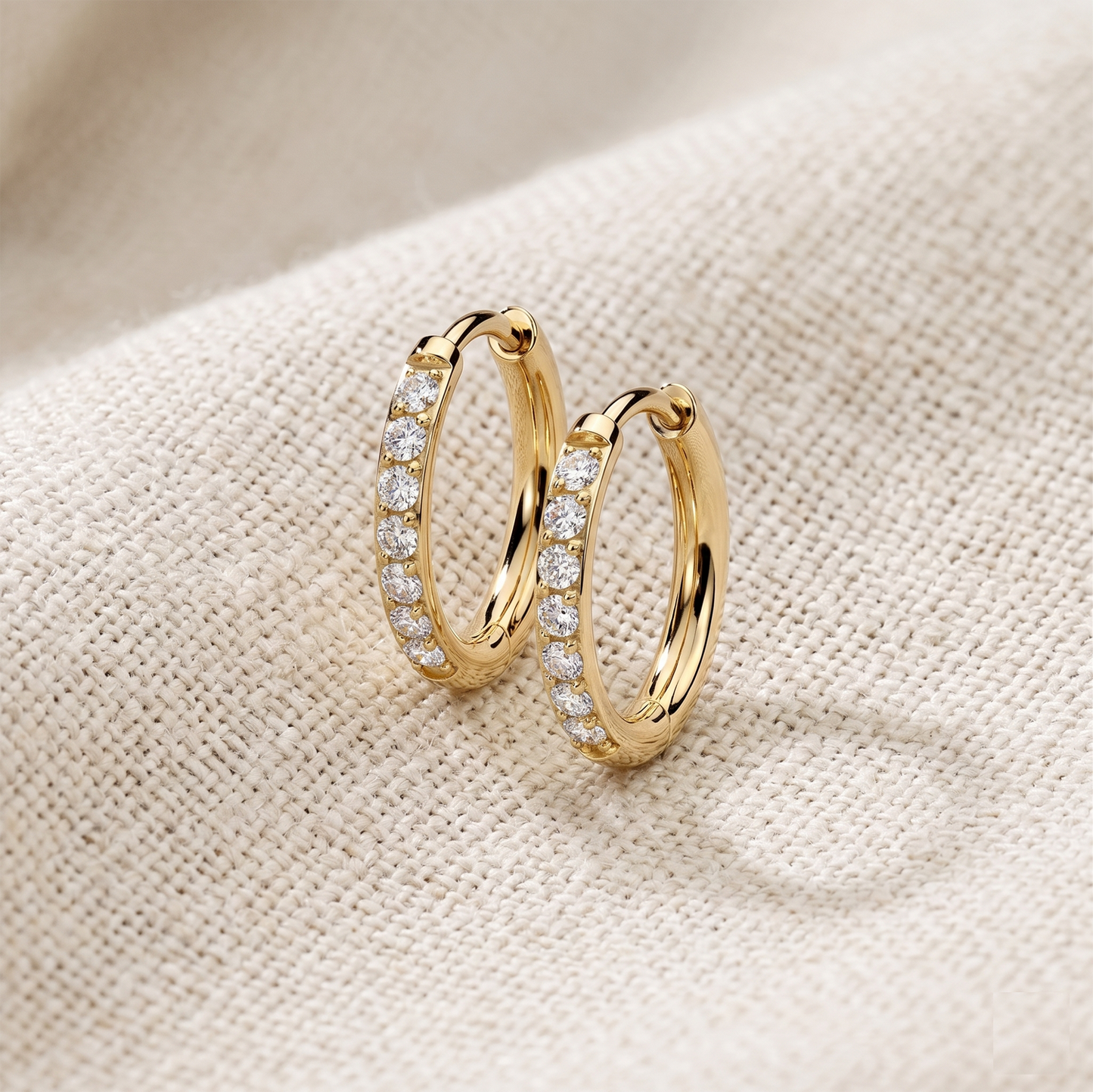 Titanium CZ Huggie Hoop Earrings