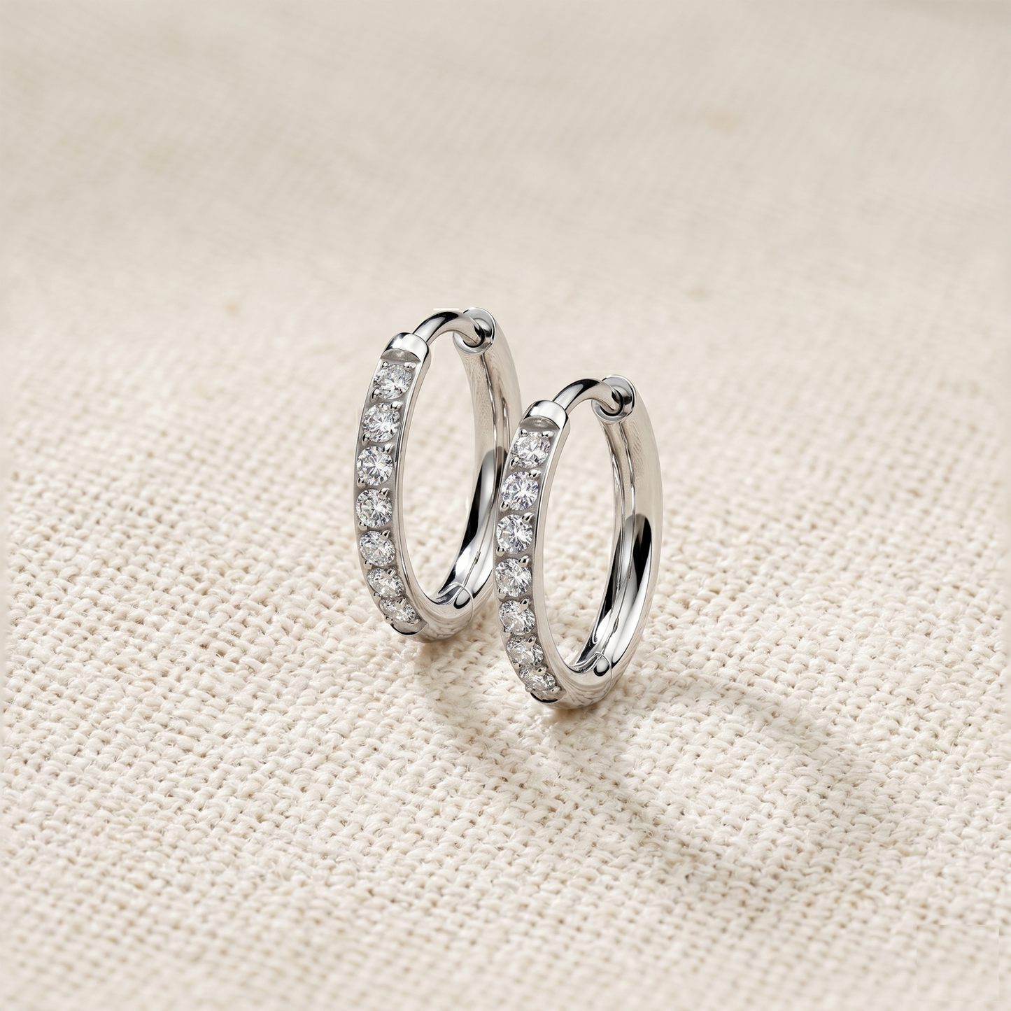 Titanium CZ Huggie Hoop Earrings