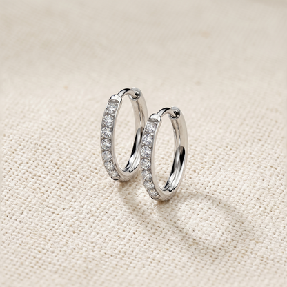 Titanium CZ Huggie Hoop Earrings