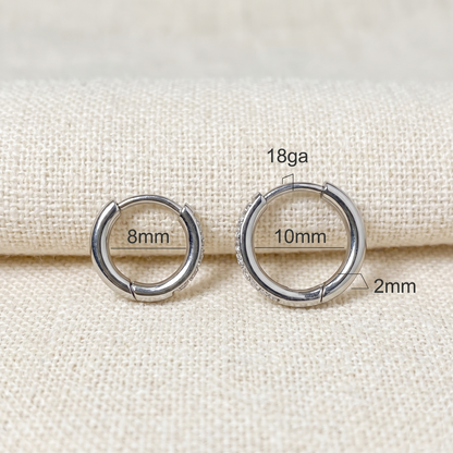 Titanium CZ Huggie Hoop Earrings
