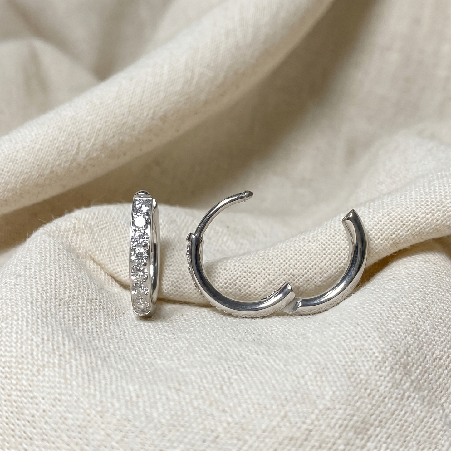 Titanium CZ Huggie Hoop Earrings