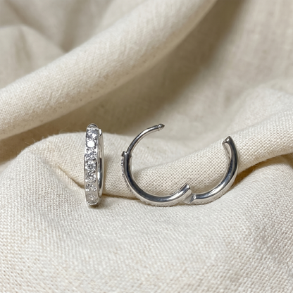 Titanium CZ Huggie Hoop Earrings