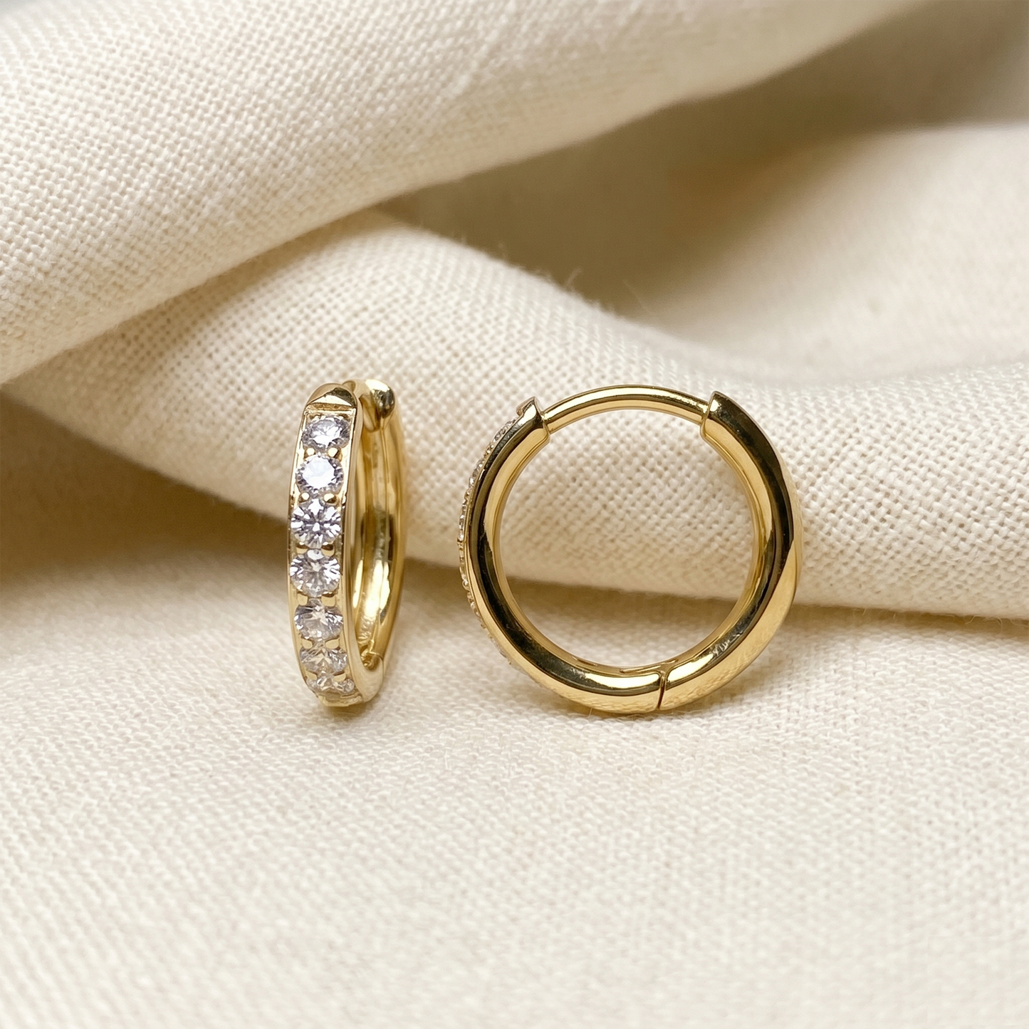 Titanium CZ Huggie Hoop Earrings