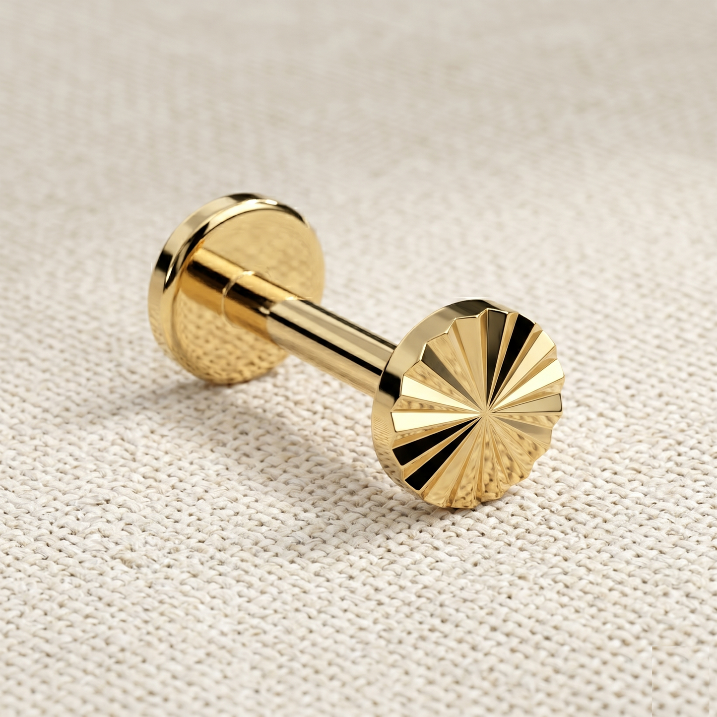 Titanium Diamond-Cut Round Ball Threaded Labret 16G