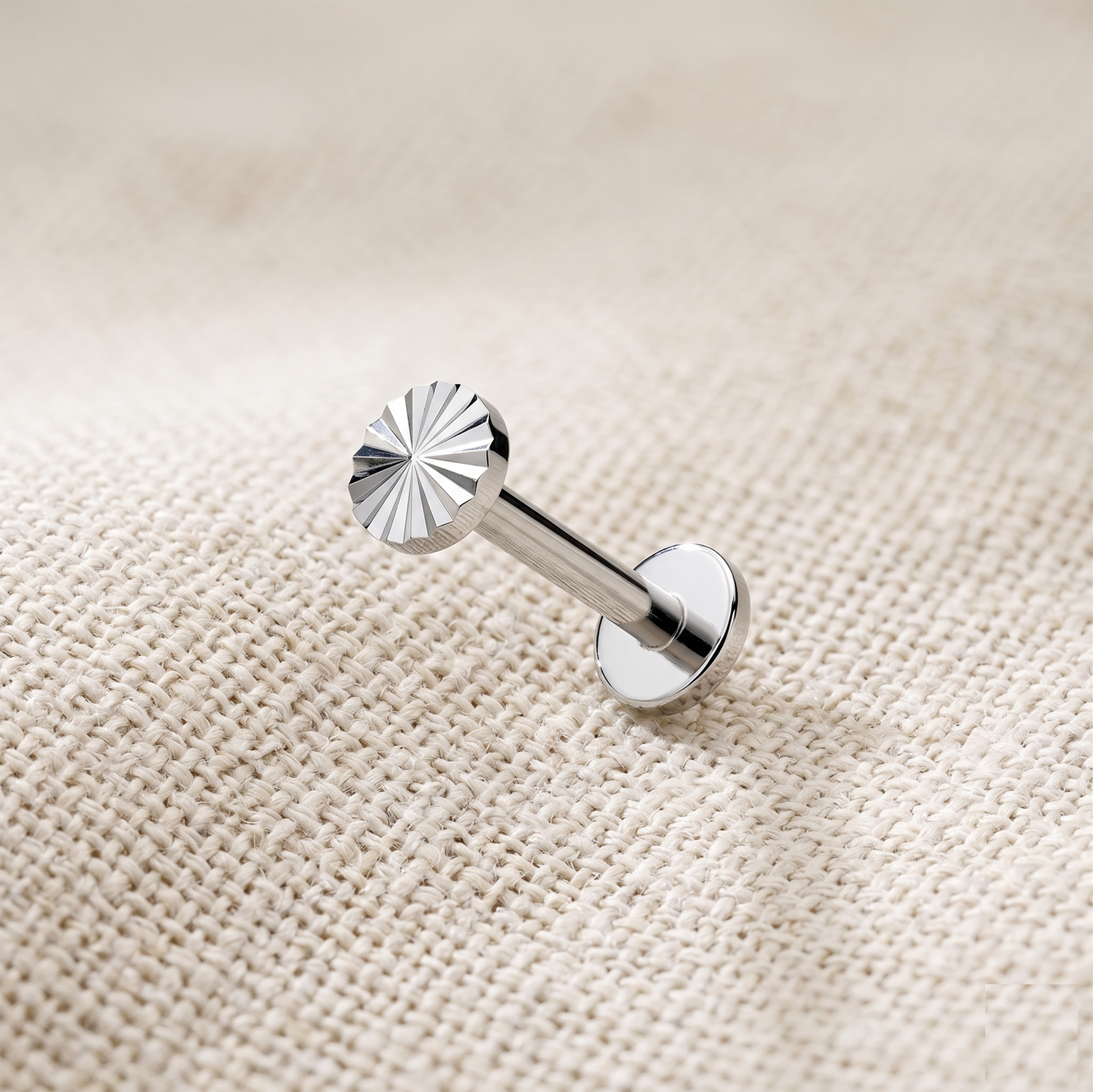 Titanium Diamond-Cut Round Ball Threaded Labret 16G