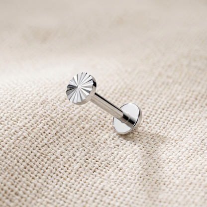Titanium Diamond-Cut Round Ball Threaded Labret 16G