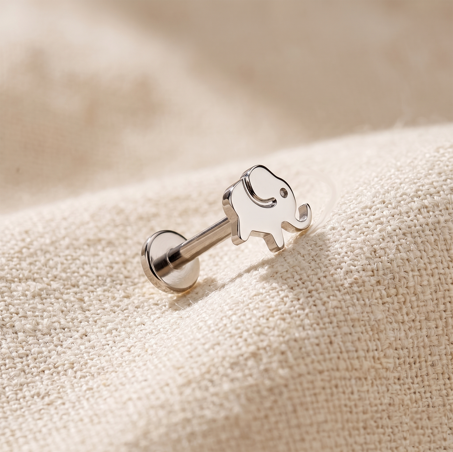 Titanium Elephant Threaded Flat Back Stud 16G