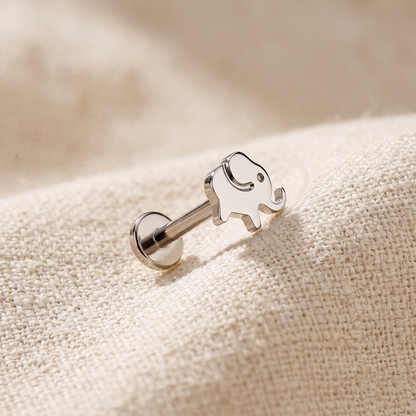 Titanium Elephant Threaded Flat Back Stud 16G