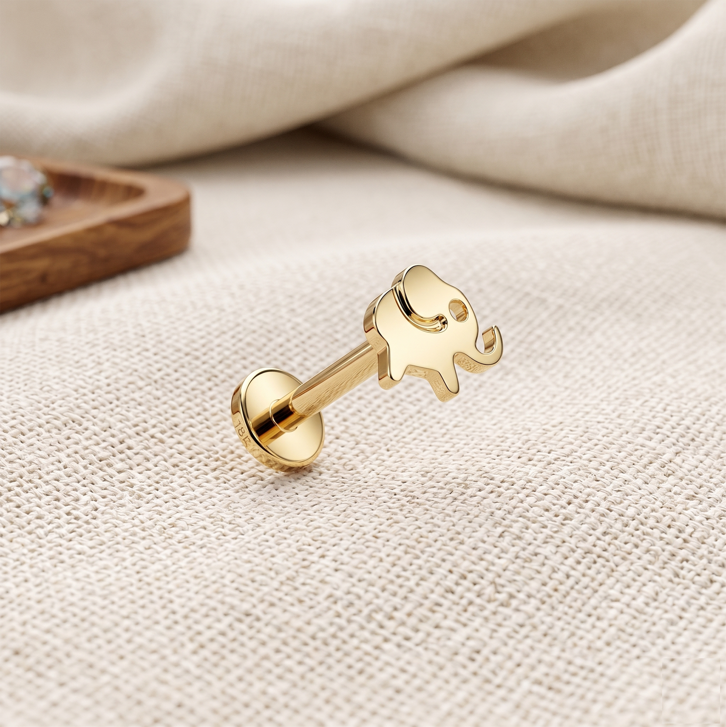 Titanium Elephant Threaded Flat Back Stud 16G