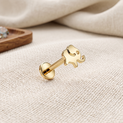 Titanium Elephant Threaded Flat Back Stud 16G