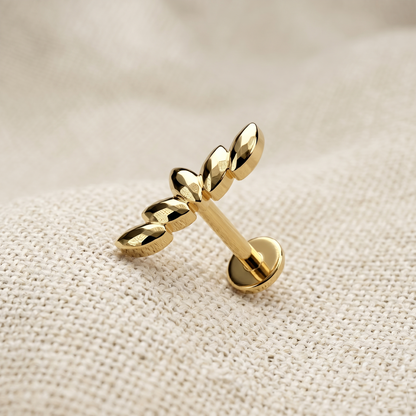 Surgical Steel Leaf Threaded Flat Back Stud 16G