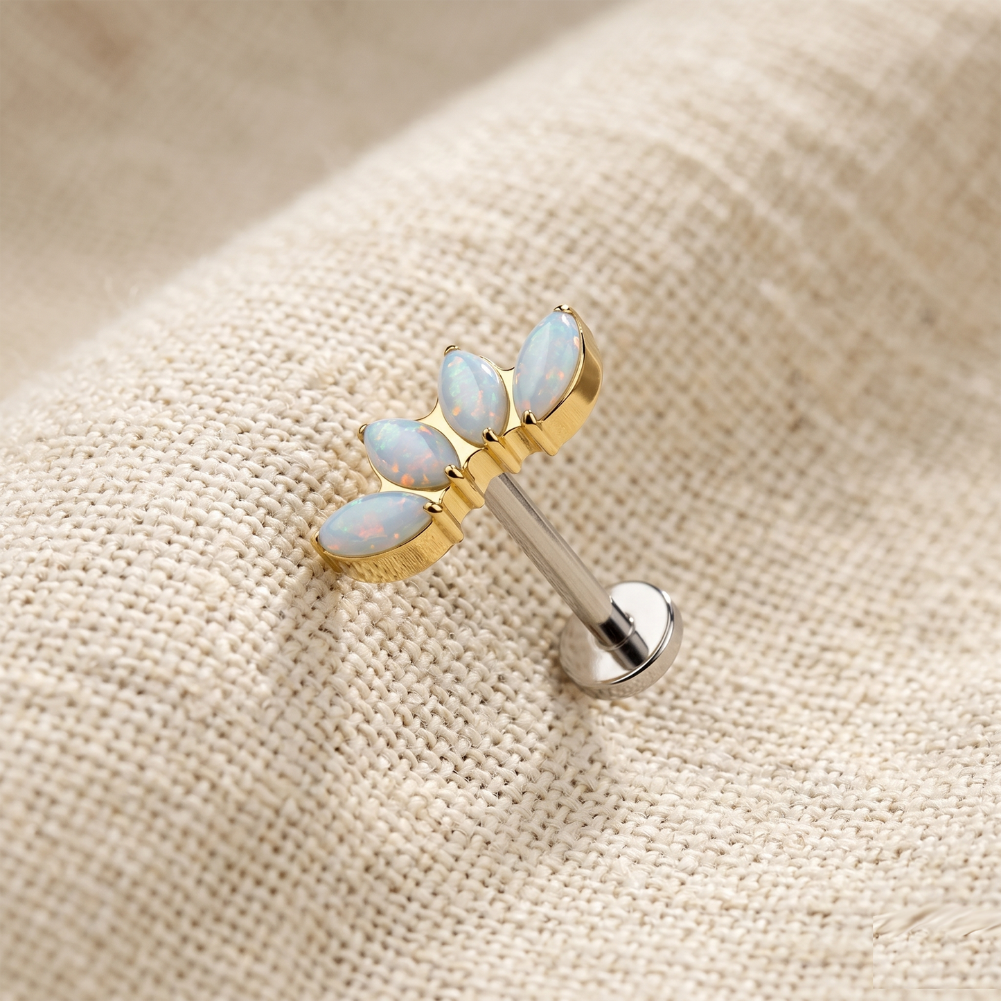 Titanium 4-Marquise Opal Threadless Stud