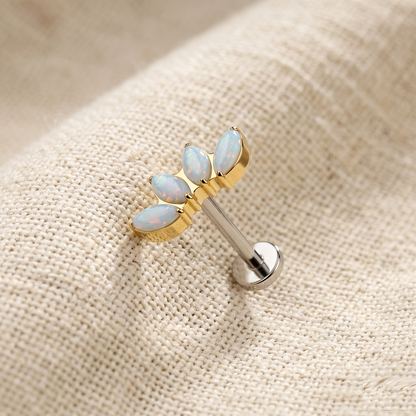 Titanium 4-Marquise Opal Threadless Stud