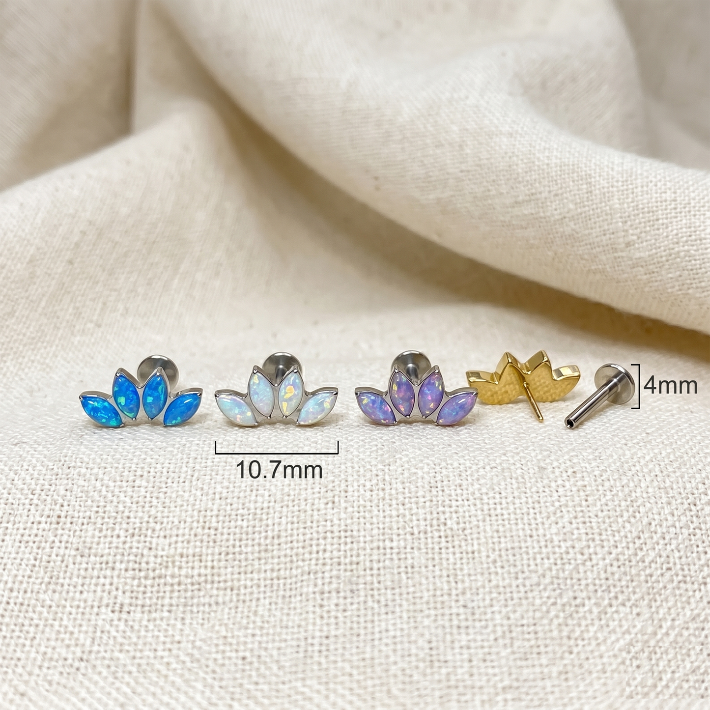 Titanium 4-Marquise Opal Threadless Stud