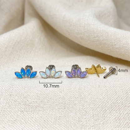 Titanium 4-Marquise Opal Threadless Stud