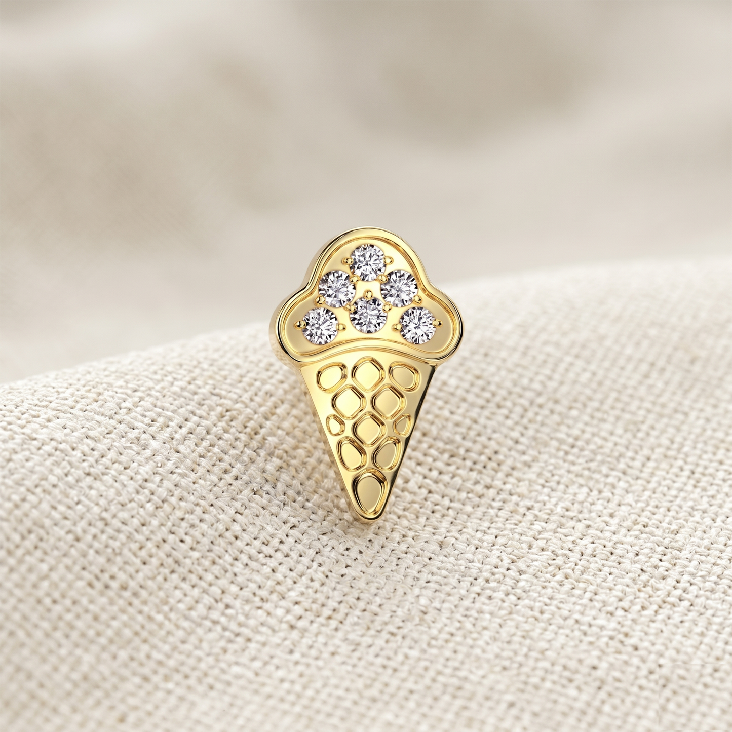 Titanium Ice Cream Cone CZ Threadless Stud