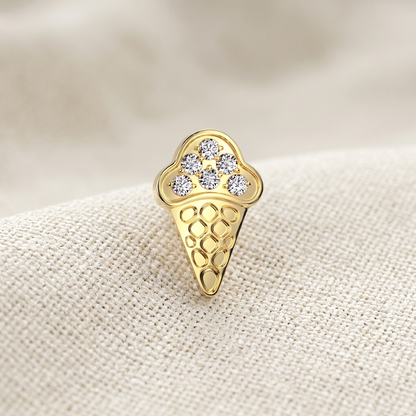 Titanium Ice Cream Cone CZ Threadless Stud