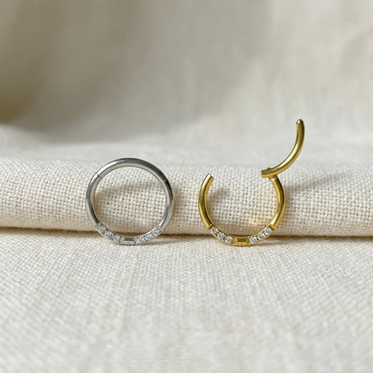 Surgical Steel Front CZ Hinged Hoop 16G