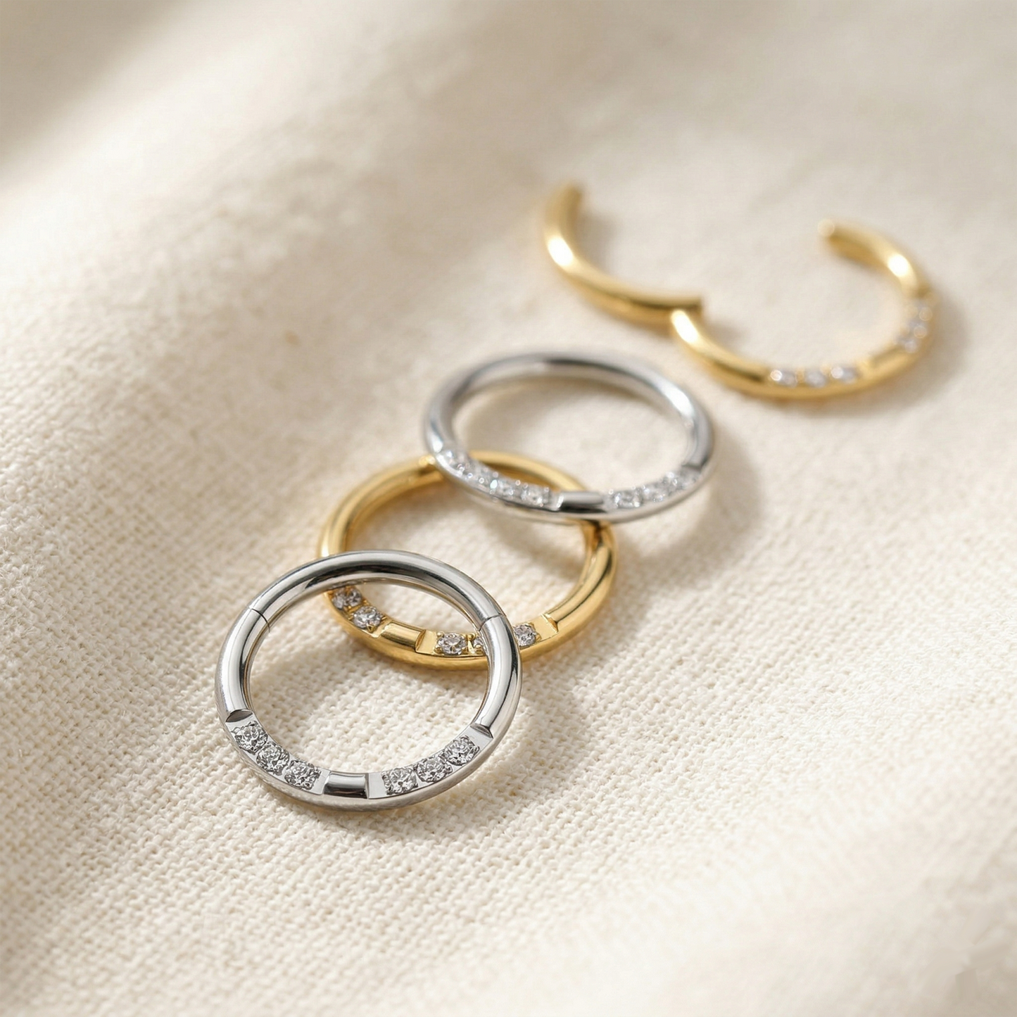 Surgical Steel Front CZ Hinged Hoop 16G