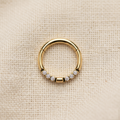 Surgical Steel Front CZ Hinged Hoop 16G