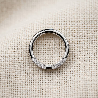 Surgical Steel Front CZ Hinged Hoop 16G