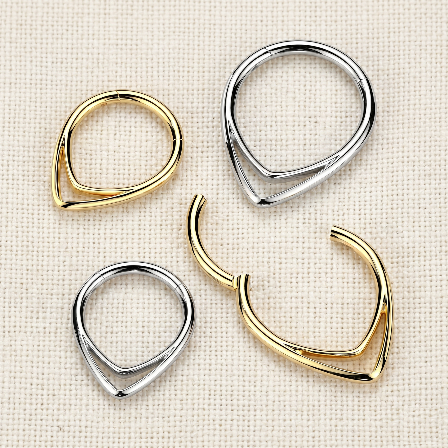 Titanium Double Chevron Hinged Hoop 16G