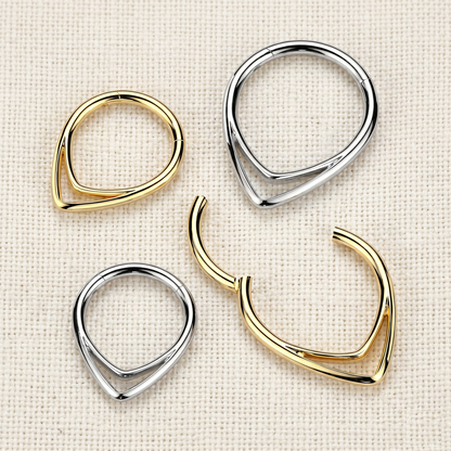 Titanium Double Chevron Hinged Hoop 16G
