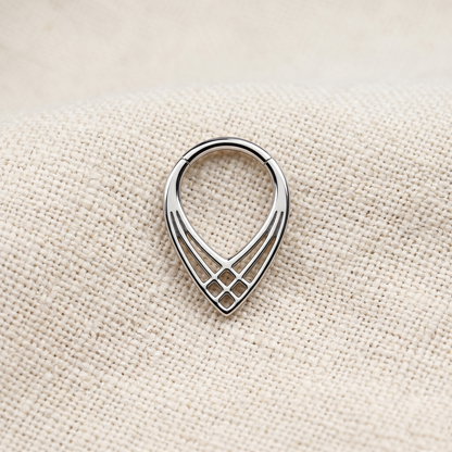 Titanium Chevron Hinged Hoop 16G