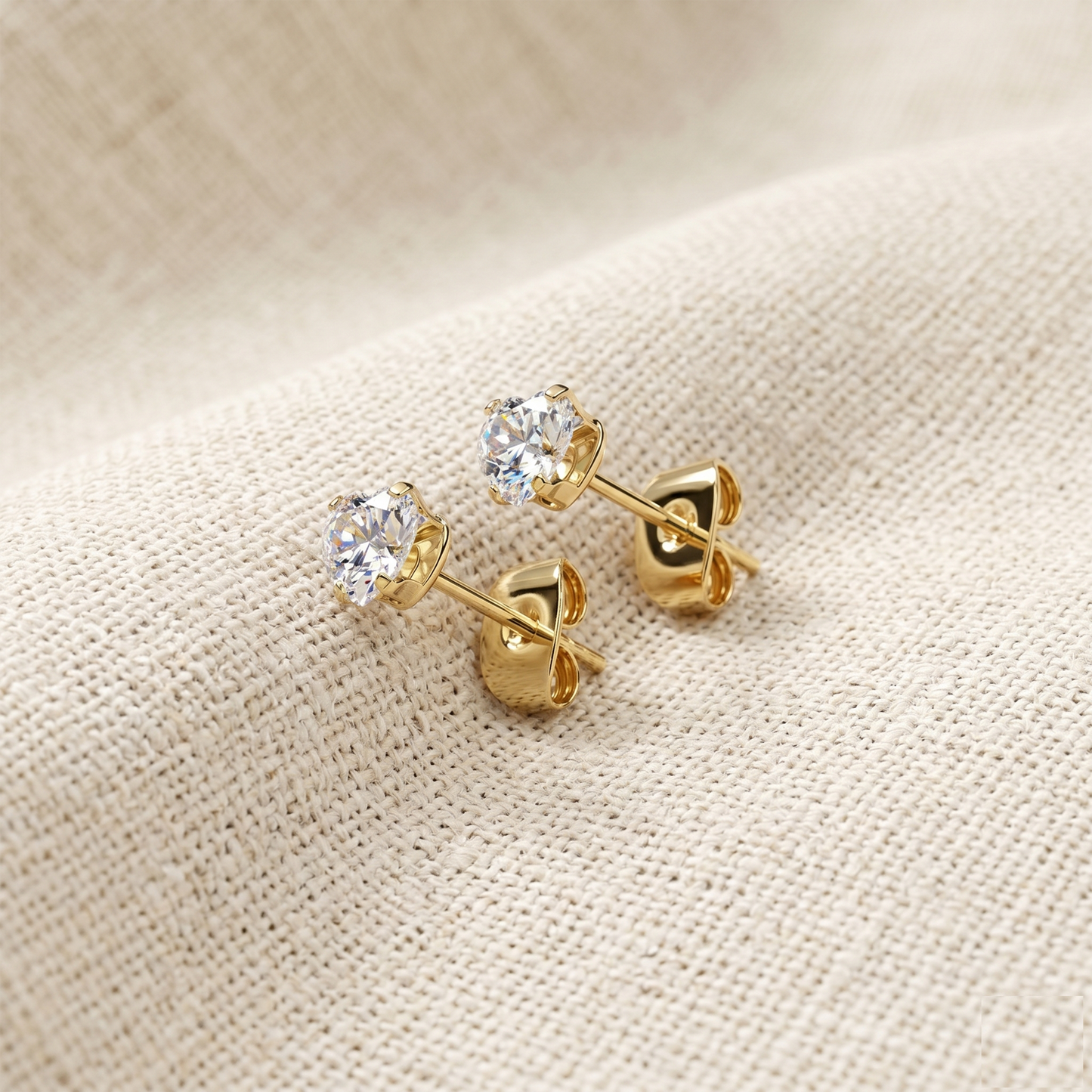 Surgical Steel Heart CZ Prong Set Stud Earrings 20G