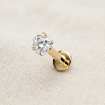 Titanium Heart CZ Threaded Labret Stud 16G