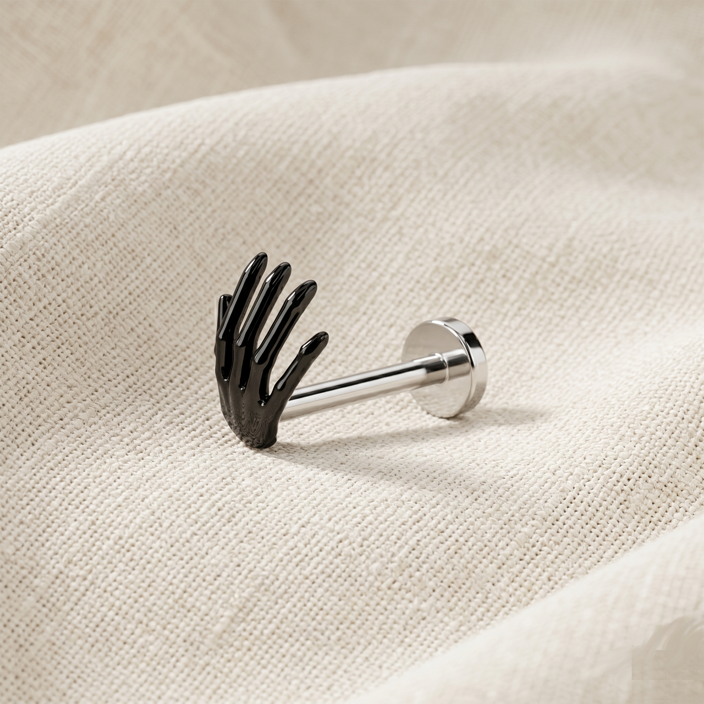 Titanium Skeleton Hand Threadless Stud