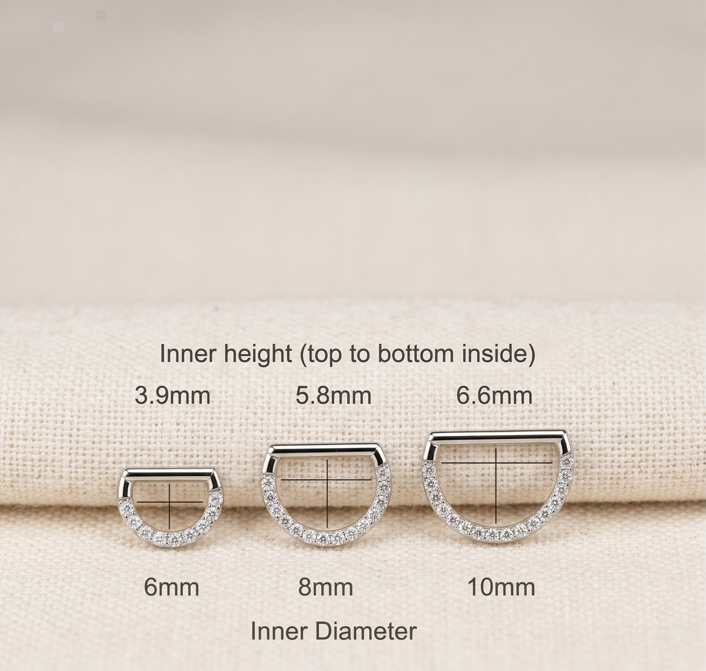 Titanium D-Shaped Front CZ Hinged Hoop 16G