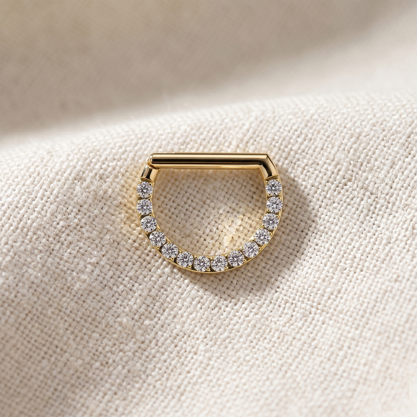 Titanium D-Shaped Front CZ Hinged Hoop 16G