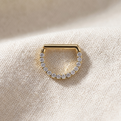 Titanium D-Shaped Front CZ Hinged Hoop 16G
