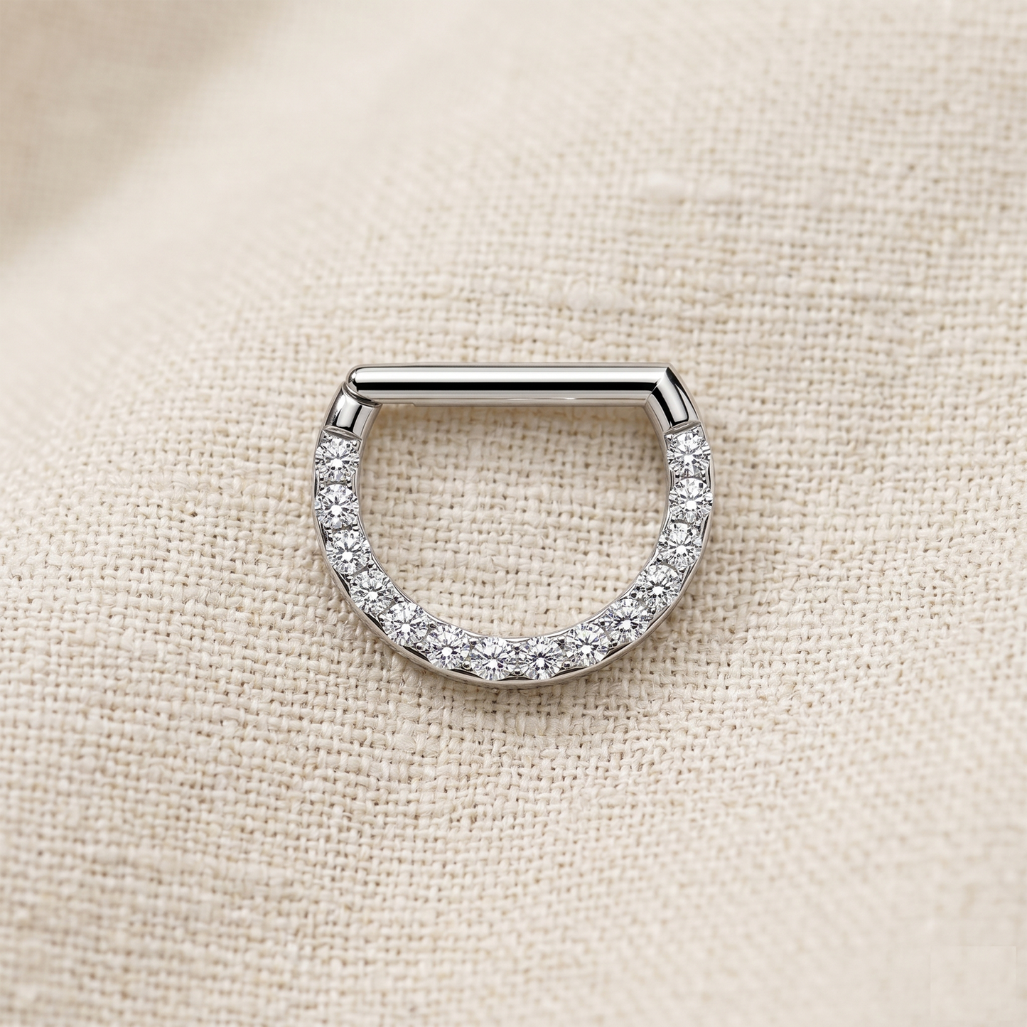 Titanium D-Shaped Front CZ Hinged Hoop 16G