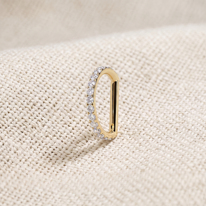 Titanium D-Shaped CZ Outside Hinged Hoop 16G